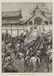 Nos troupes en Birmanie, réception du général Sir F Roberts à Mandalay à la porte Est du palais